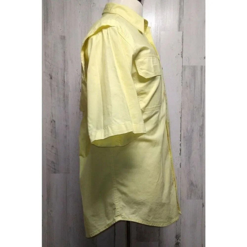 World Wide Sportsman Mens M Vented Fishing Shirt Short Sleeve Lemon Yellow